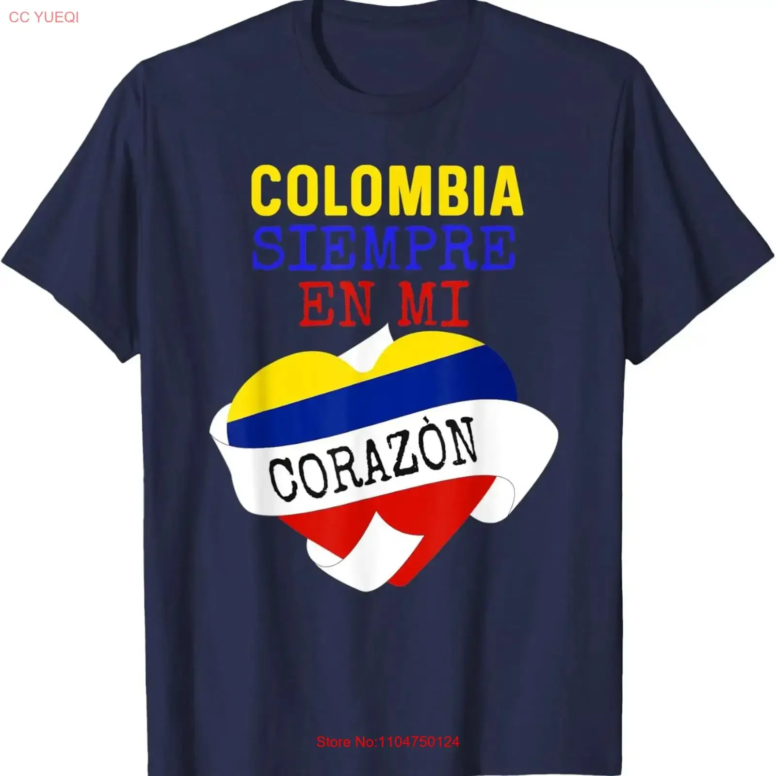 Camiseta con la bandera de Colombia, diseño vintage, lavada, transpirable, gráfico, versátil, con la frase 'Colombia Siempre En Mi Corazón', orgullo colombiano.