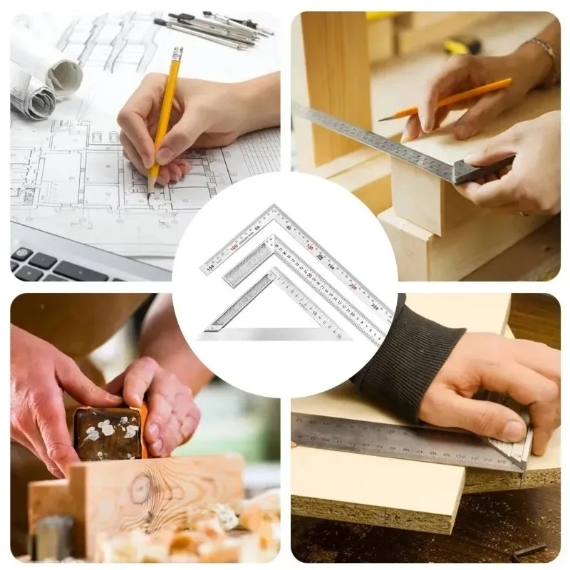 Aluminum Alloy Square Ruler Right Angle 90 Turning Ruler Woodworking Ruler Steel Turning  Measuring Tools Gauge