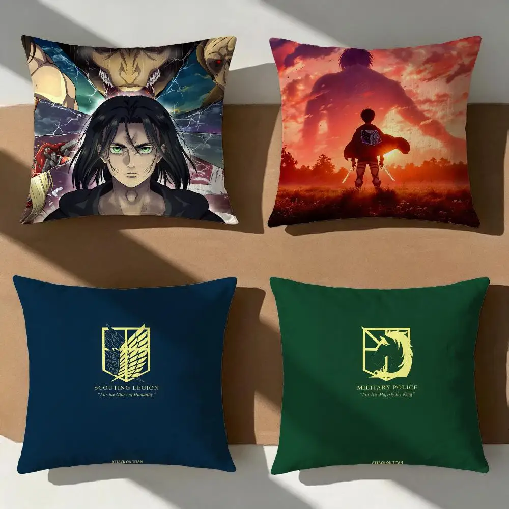 Anime Attack on TitanS Cushion Cover Pillow Cover Nordic Minimalist Throw DoubleSided Print Cushion Case for Sofa Bedroom Decor