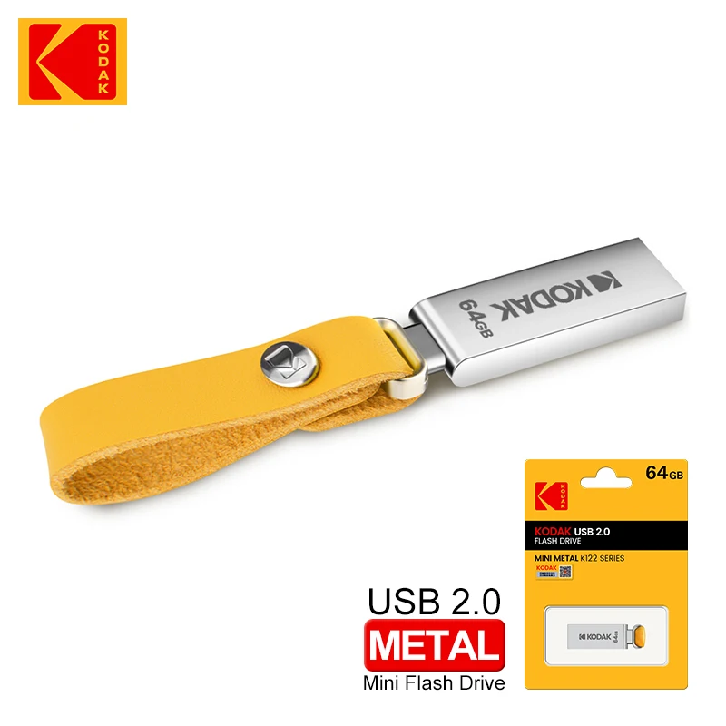 New KODAK Mini metal USB Flash Drives lanyard for keys pen drive USB2.0 thumb drive 32GB 64GB for car laptops destops MacBook