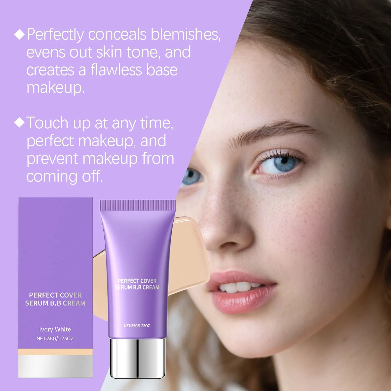 كريم BB 2 في 1 سيروم مرطب كريم أساس لا تشوبه شائبة خافي عيوب البشرة متعدد الوظائف خفيف الوزن سطع قاعدة مكياج للبشرة الحساسة