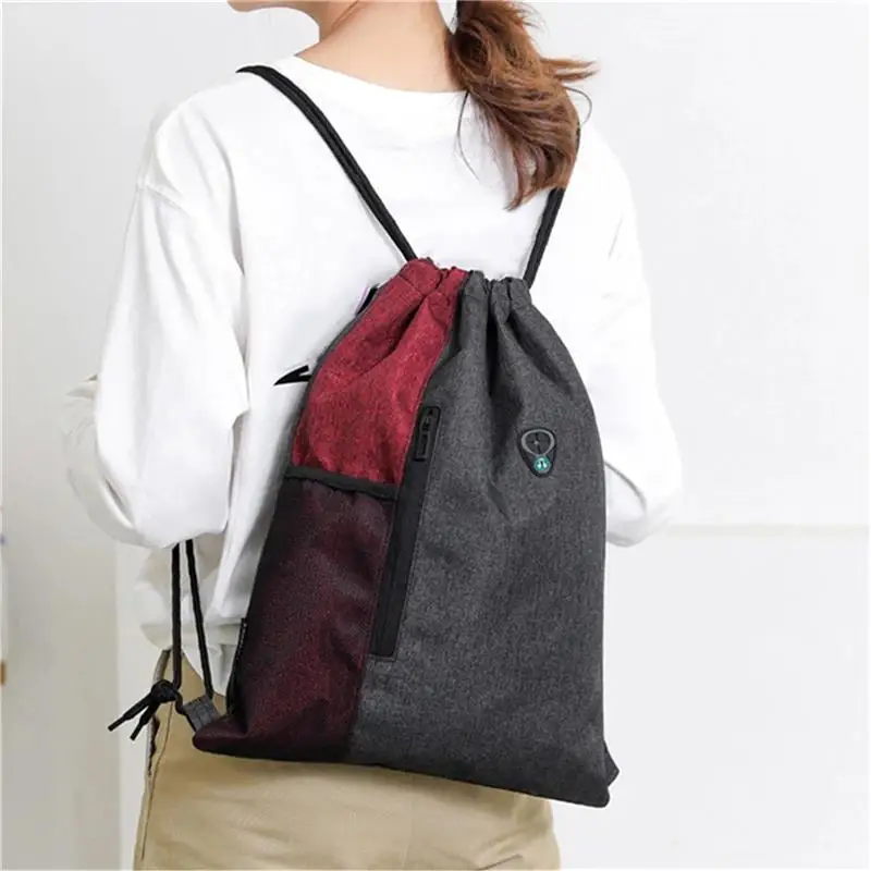 유용한 경량 Drawstring 배낭 패션 캐주얼 남여 번들 로프 스포츠 학교 가방 남성 여성을위한 여행 해변