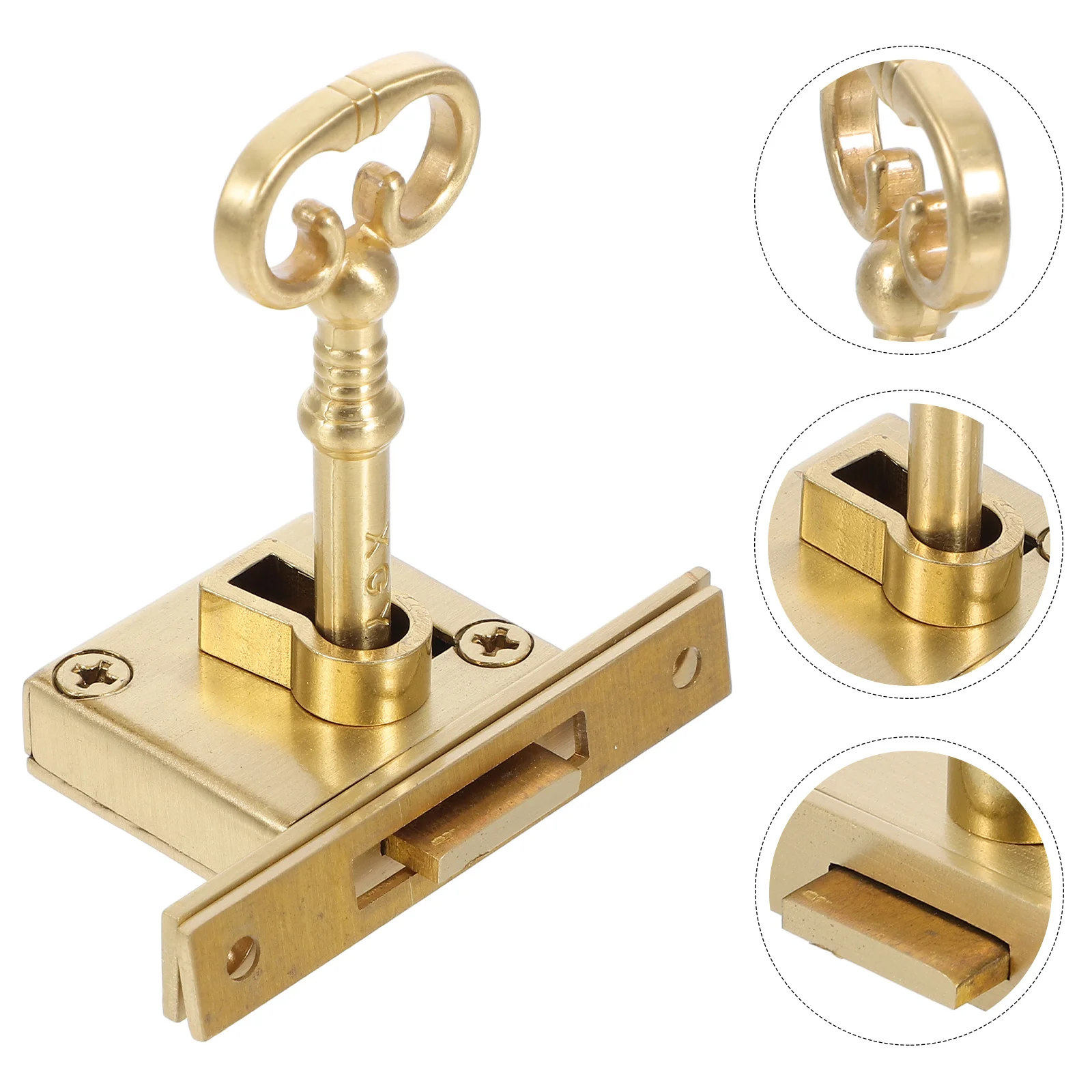 

1Set Vintage Cabinet Door Brass Square Lock for Drawer Dresser Cupboard Kitchen Mailbox Locks for Dresser Drawers