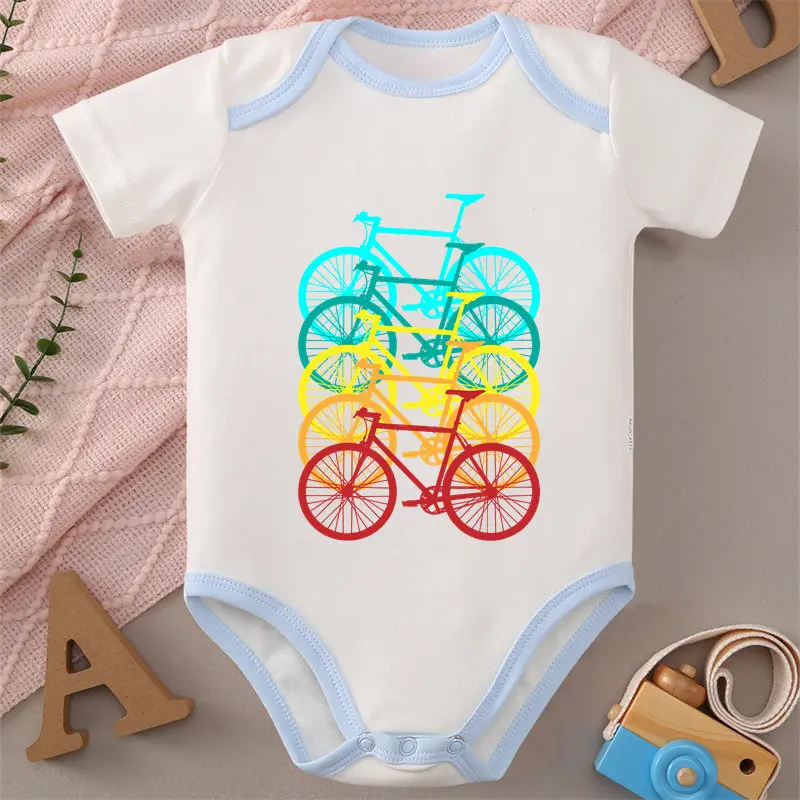 100% Cotton Onesie Bicycle Life Print Bodysuit Comfortable Cloth for Baby Jumpsuit for 0 To 12 Months Newborn