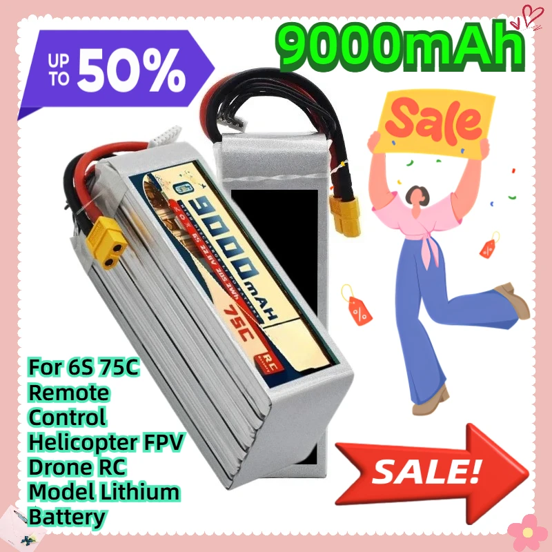 

22.8V 9000mAh For 6S 75C Remote Control Helicopter FPV Drone RC Model Lithium Battery