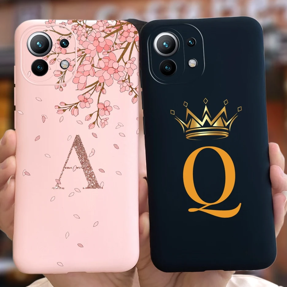 For Xiaomi Mi 11 Lite Case Luxury Crown Letters Back Cover For Xiaomi 11 Lite Mi 11Lite 5G Phone Case Soft Silicone Fundas Coque