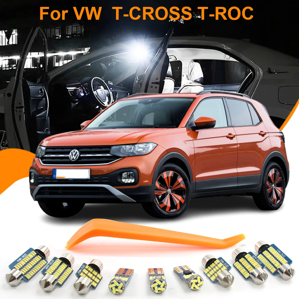 

Car Accessories LED Interior Lights Canbus For VW Volkswagen Tcross C11 Troc A11 T Cross Roc 2017 2018 2019 2020 2021 2022 2023