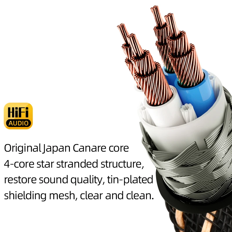 Canare 6N OFC HiFi Audio 2RCA Cable with Ground Wire for Black Tape Player LP Vinyl Record Player Amplifier Chassis Signal Cable