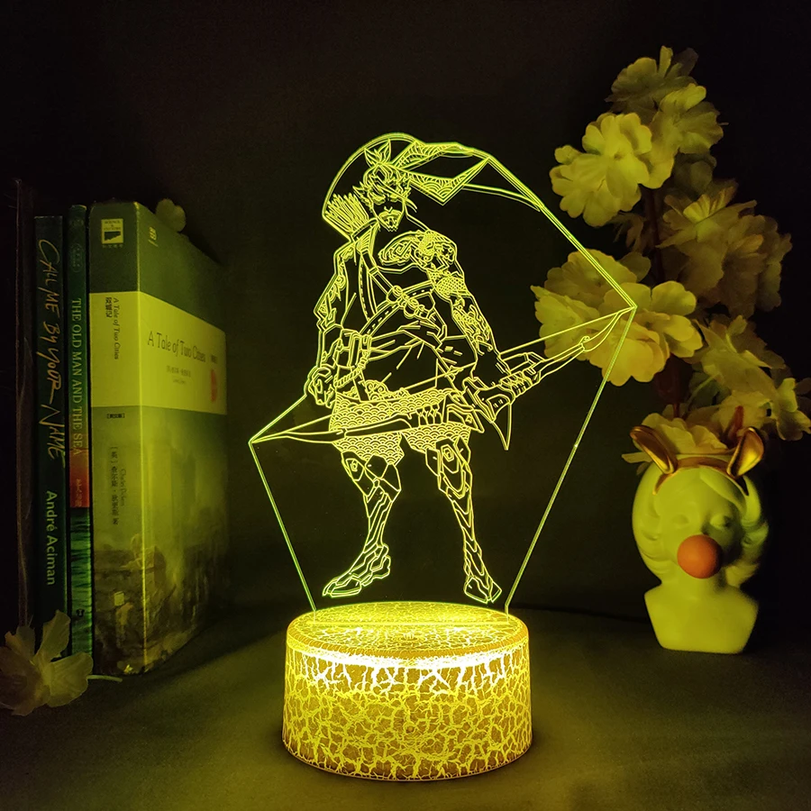 3D Overwatches Shimada Hanzo LED Nightlight Cool Present for OW Gamer Kids Children\'s Bedroom Study Room Desktop Lighting Gadget