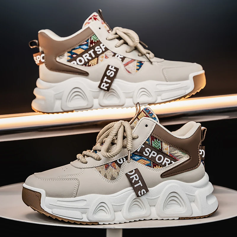 

2025 Fall Men's Bootie Shoes, Anti-slip and Wear-resistant Sports and Casual Shoes, Thick-soled Heightened Men's Shoes