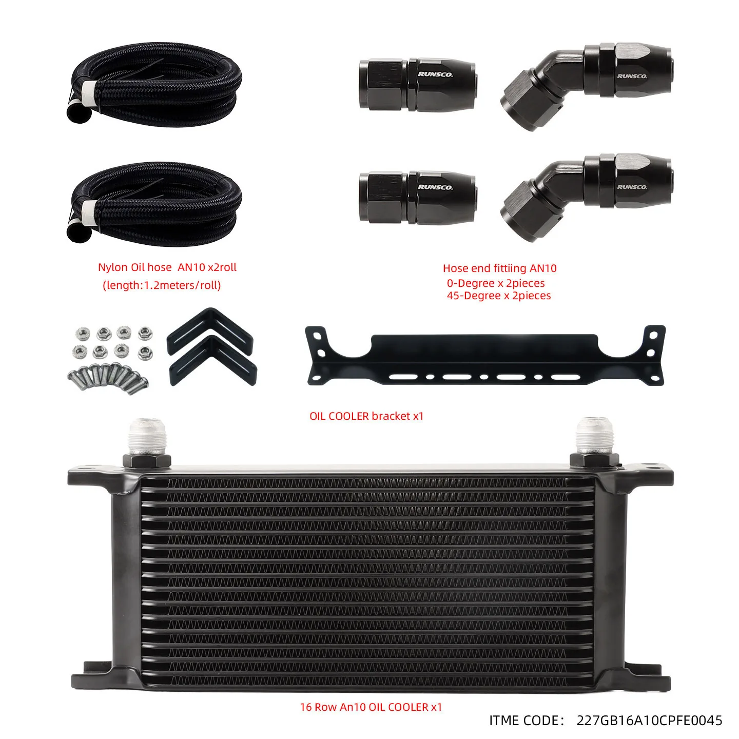 AN10 Aluminum 16 Rows British Type Car Engine Oil Cooler Cooling Radiator Replacement Universal Cooler