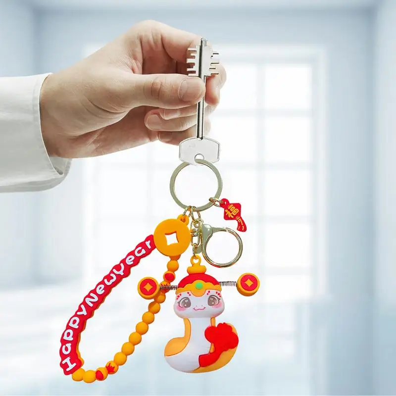 Snake Year Keychain Classic Snake Bag Pendant 2025 Year Of The Snake Keychain Ute Cartoon Snake Year Pendant Key Ring Backpack