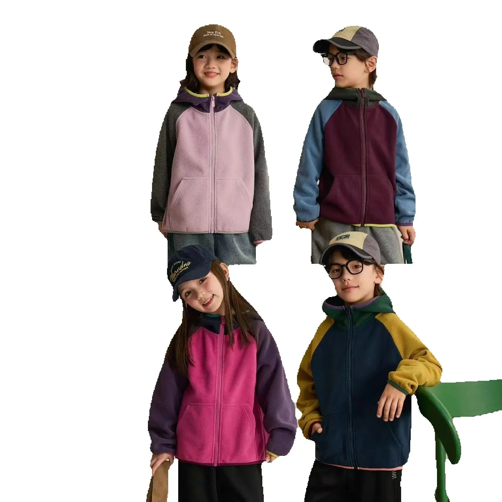 Hot Sale Girls Boys Fleece Hoodie Jacket Children's Double Sided Fleece Hooded Coat Kids Fashion Outerwear Dropshipping