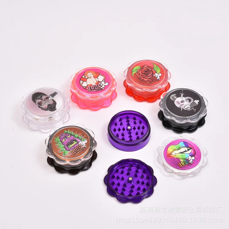 60MM Plastic Herb Grinder Smoke Spice Crusher Hand Muller 3 Layers Accessories Color Random