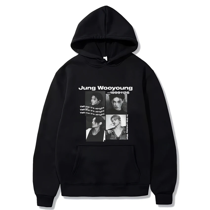 Ateez group Wooyoung-Sudadera con capucha para hombre y mujer, suéter de manga larga con estampado de música kpop, Unisex, vintage, Y2k, Otoño e Invierno