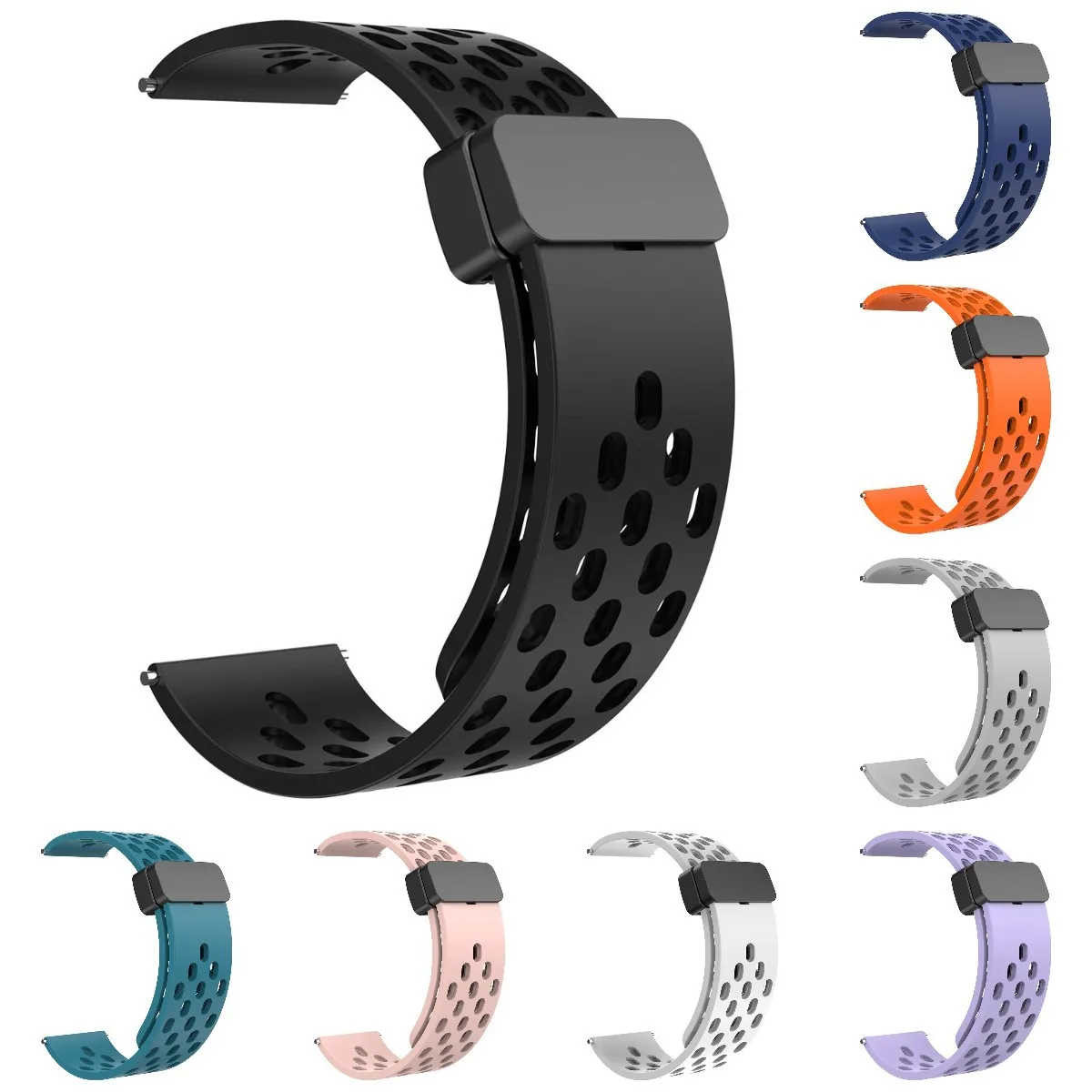 

20/22mm Magnetic clasp Silicone Strap For Samsung Galaxy Watch 4 5 pro 40mm 44mm 45mm 42/46mm bracelet for Huawei GT2/3 pro band