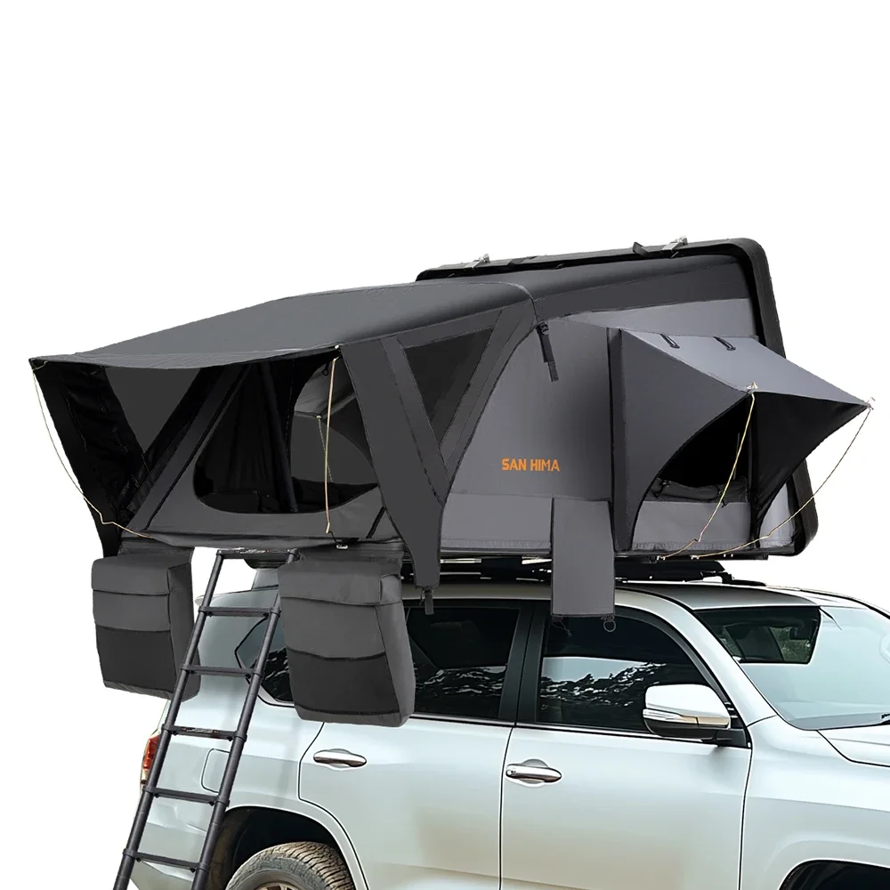 SAN HIMA Quick Setup Waterproof Clamshell ABS Hard Shell Roof Top Tent 4 Person Rooftop Tent for 4x4 Off-Road Camping