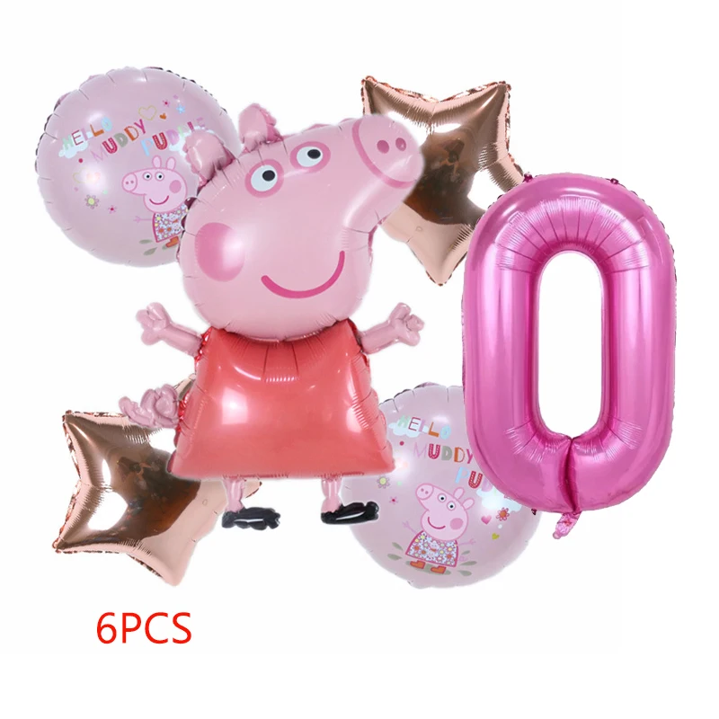 0-9-year-old Peppa Pig Page Anime Girl Birthday Party Balloon Background Decoration Mobile Doll Toy Girl Pink Holiday Gift