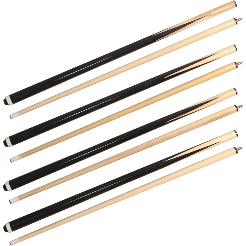 Pool Cues 2-Piece 58 Inch House Bar Billiard Cue Sticks 13mm Glue-on Tips Hardwood Wooden Cues Set of 4 Billiards Cues