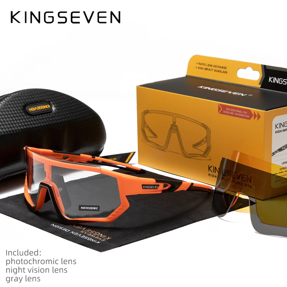 KINGSEVEN occhiali da ciclismo fotocromatici uomo polarizzati Anti-UV400 bici bicicletta Sport occhiali da sole arrampicata donna visione notturna