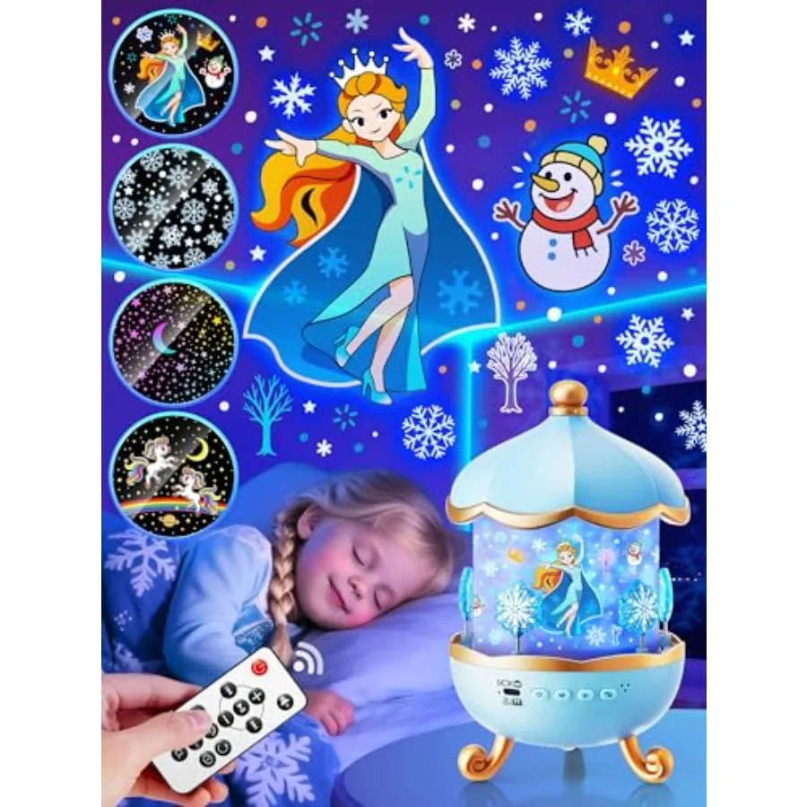 

Frozen Toys, 15 Music+16 Films+315 Colors Night Light for,360°+Remote+Cordless Star Projector for Night Light Projector, Prince