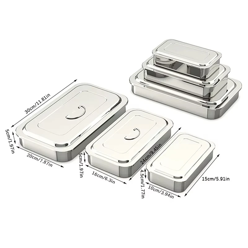 

NIGF Dental Tray Surgical Nursing Lid Medical Equipment Steriliser Container For Dentist Storage Box Stainless Steel Instrument