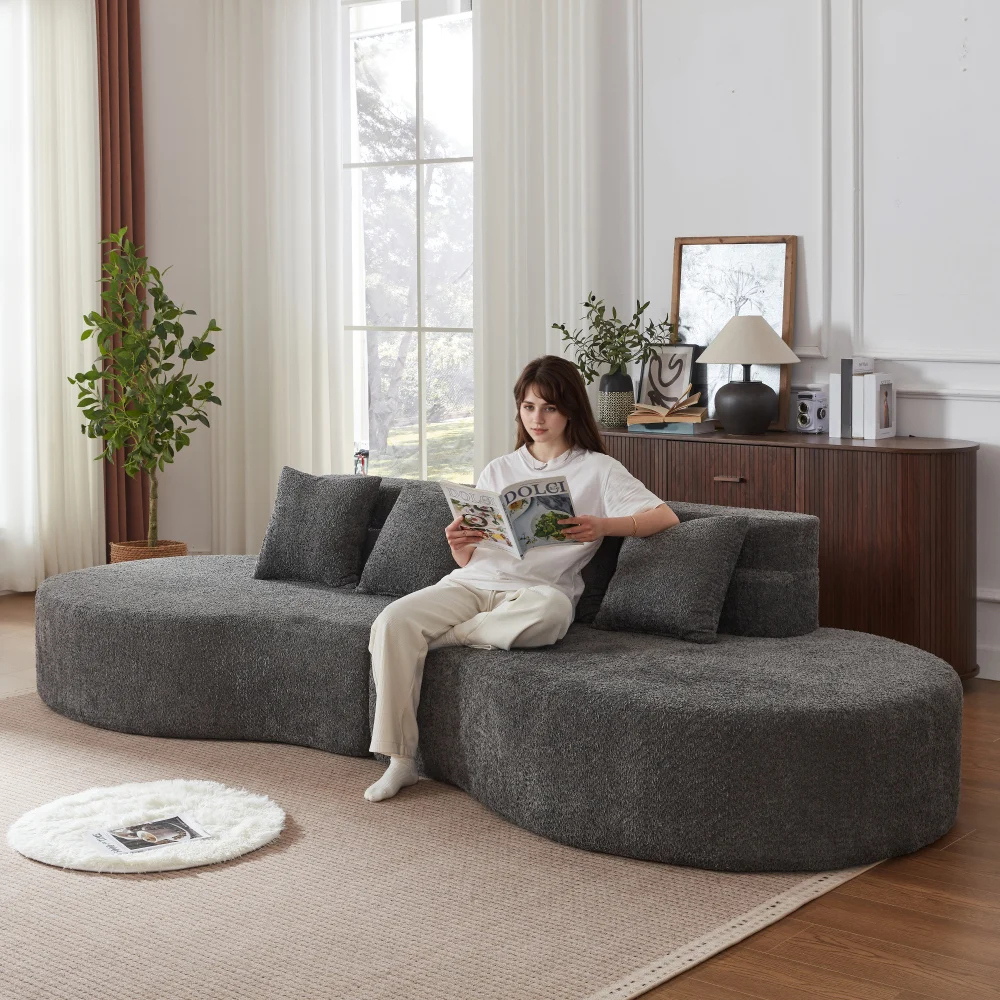 310CM Modulares Schaumstoffsofa, 2-teilige Kombinierbare Rahmenlose Couch, 100% Hochdichter Memory-Schaum, Abnehmbarer Waschbarer Bezug, Modernes Minimalistisches Lounge-Sofa für Wohnzimmer, Apartment