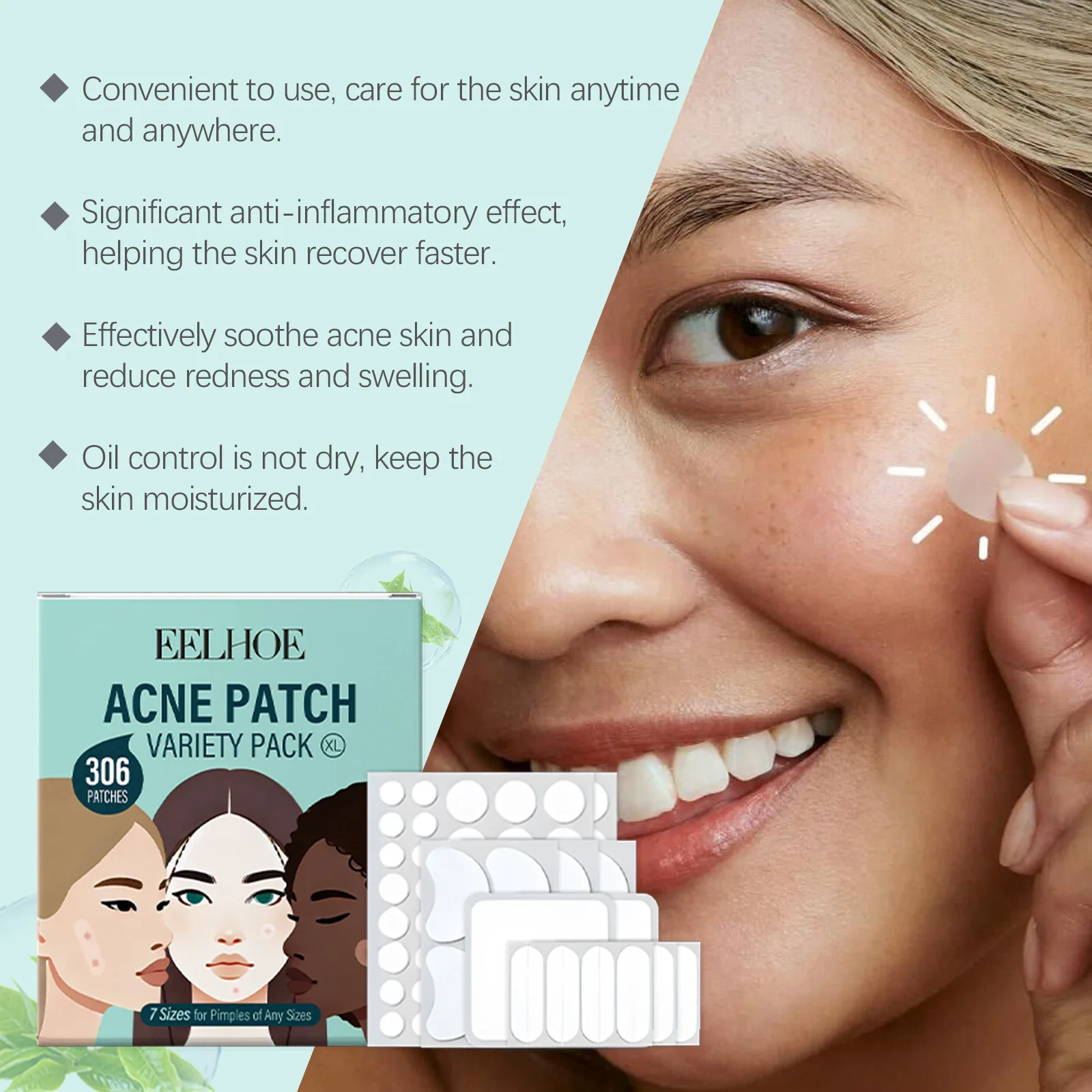 

Eelhoe Tea Tree Oil Acne Patch Set Repairing Damaged Waterproof Non Irritating Makeup Invisible Face Acne Skin Treatment Sticker