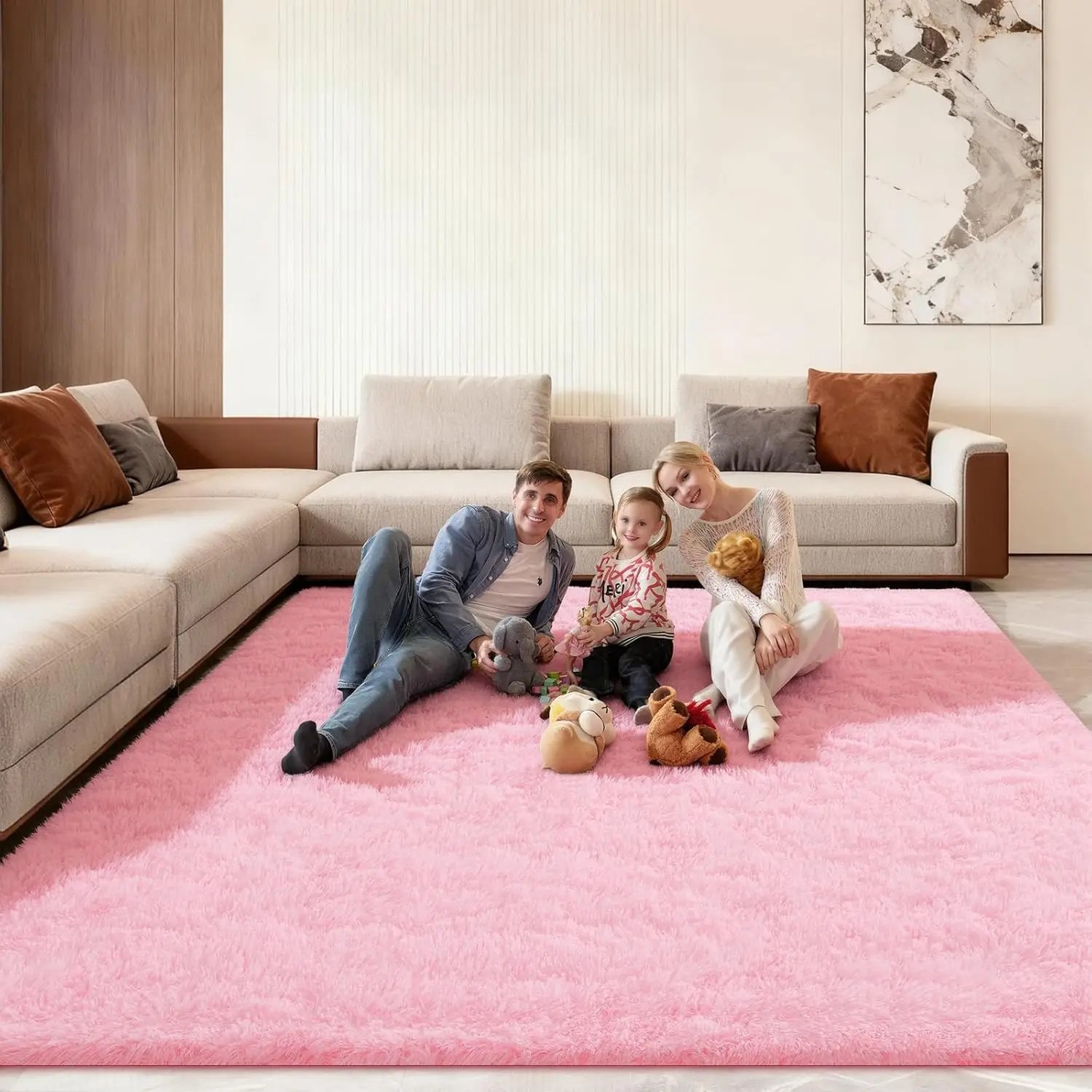 

Пушистый розовый ковер 8x10 футов, мягкий ворсистый нескользящий ковер для декора гостиной и спальни