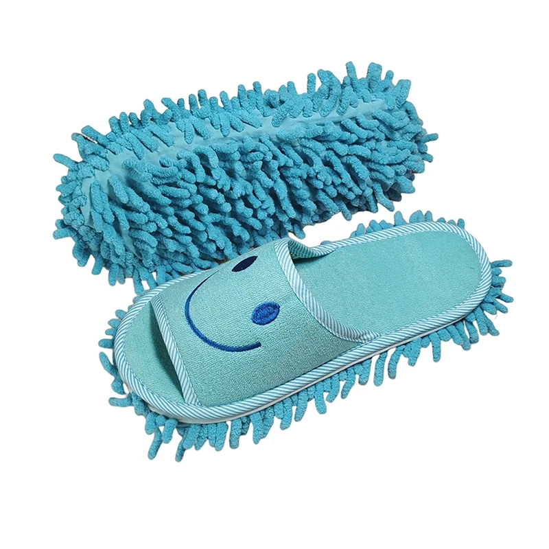 Smile Face Mopping Slippers Washable Cleaning Floor Dusting Slippers Detachable Lazy Mop Shoes Floor Cleaning Tools