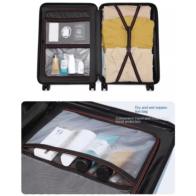 Valise à Roulettes avec Mot de Passe, Sac de Voyage de Grande Capacité, Bagage à Roulettes, Cabine de Bain Durable