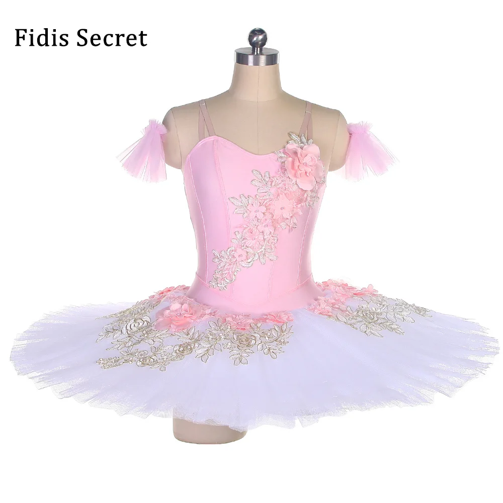 Female White/Pink/ Sky blue Pancake Ballet Tutu Dance Dress,Girls Ballerina Sugar Plum Fairy Classical Performance Stage Costume