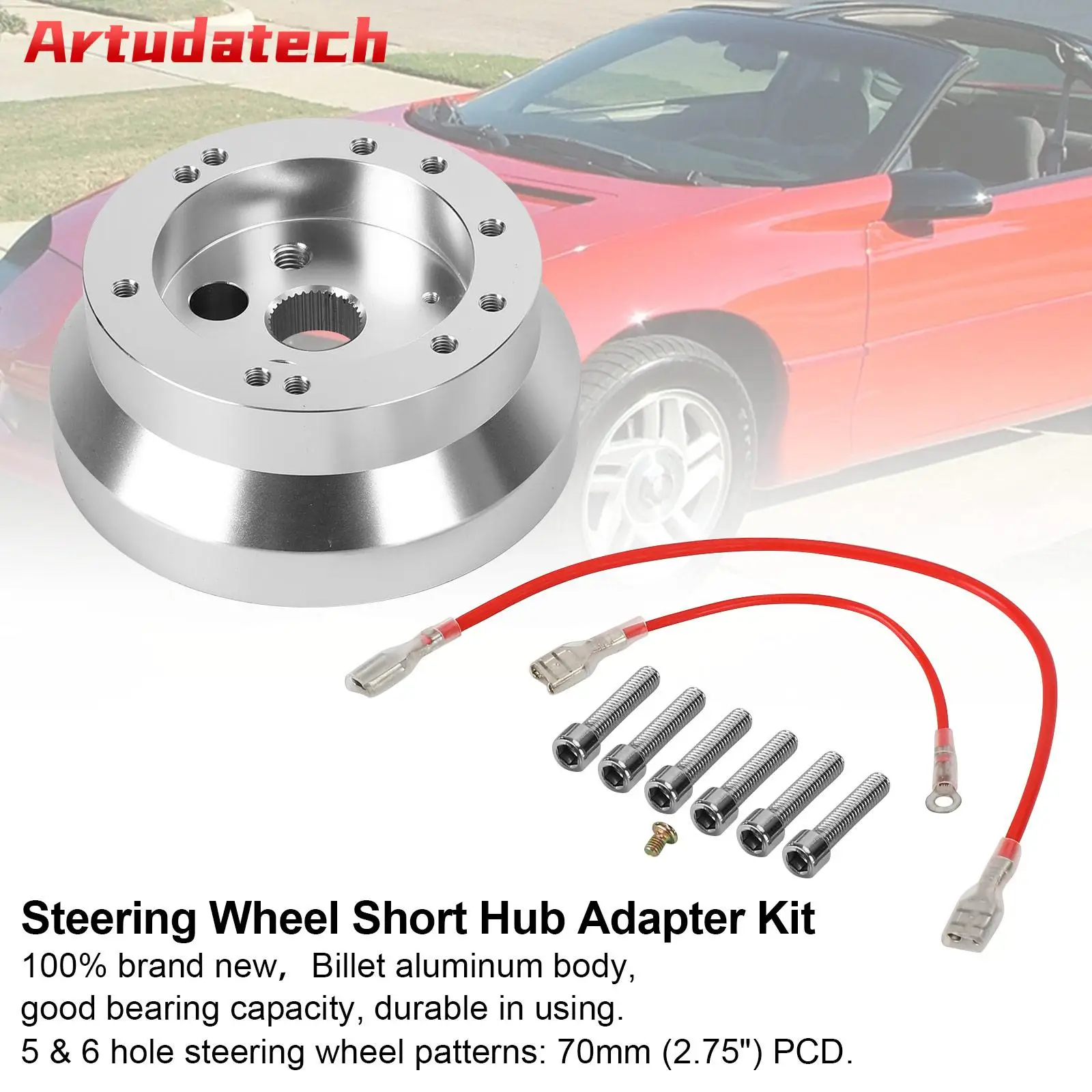 

Artudatech 5 & 6 Hole Steering Wheel Polished Short Hub Adapter Kit NEW For Ididit GM Chevy Car Accessories