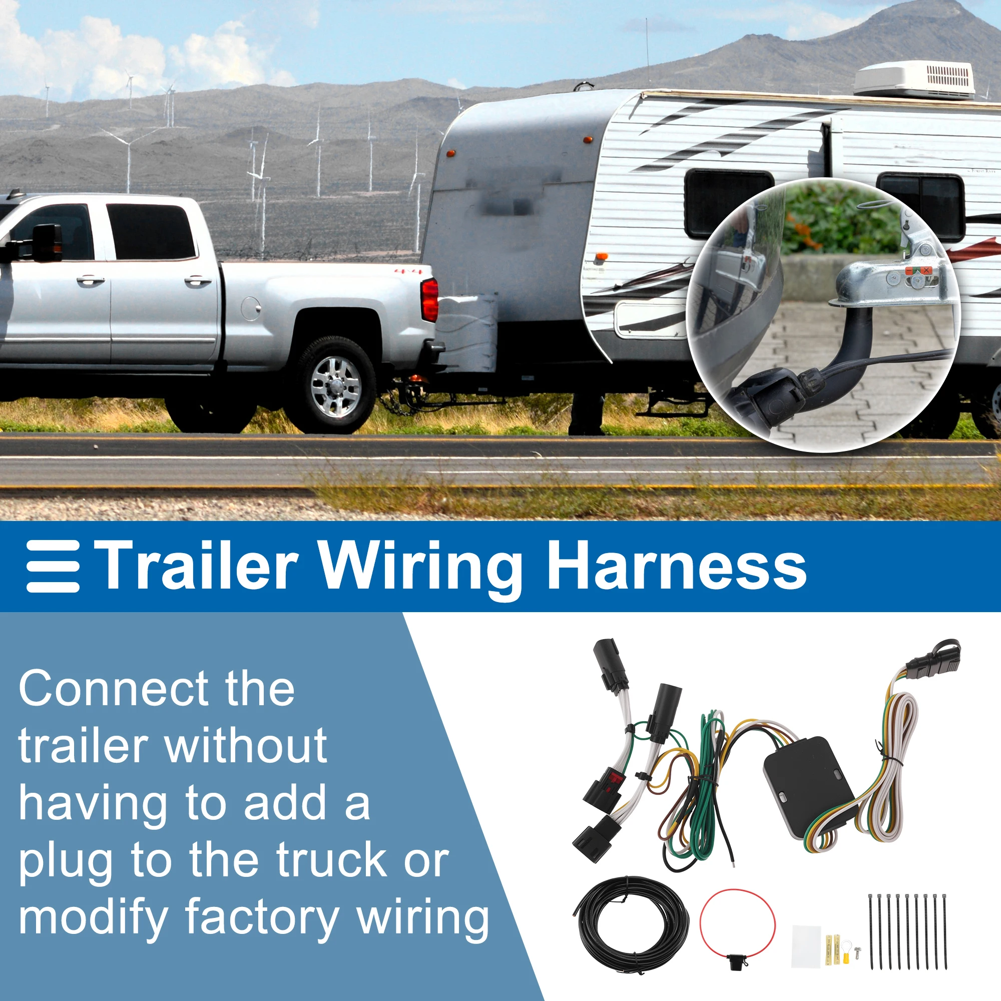 UXCELL 1 Set 4 Trailer Wiring Harness 56514 Towing Hitch Wiring for CHEVROLET TRAX