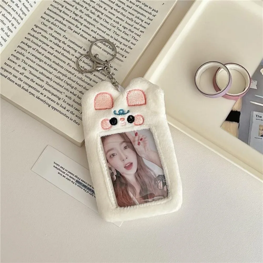 

New Kawaii Card Protector Cat Kpop Plush Photocard Holder Stationery Rabbit Idol Photo Holder Girl