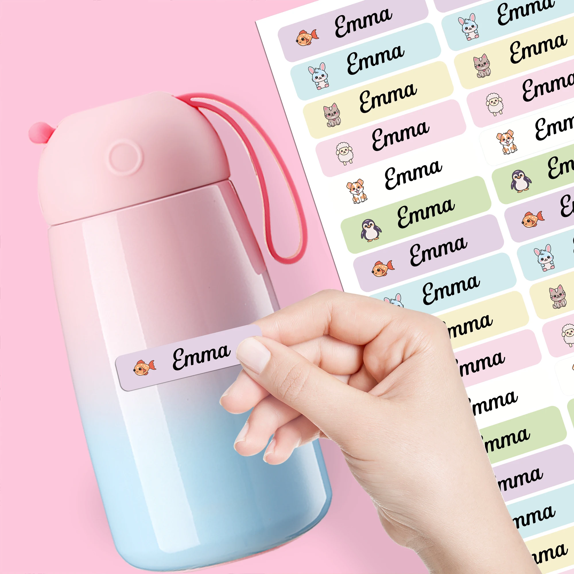 Personalized Name Tags Animals Stickers First Name Waterproof Stationery Decals Adhesive Label Children Bottle Tag For Kids