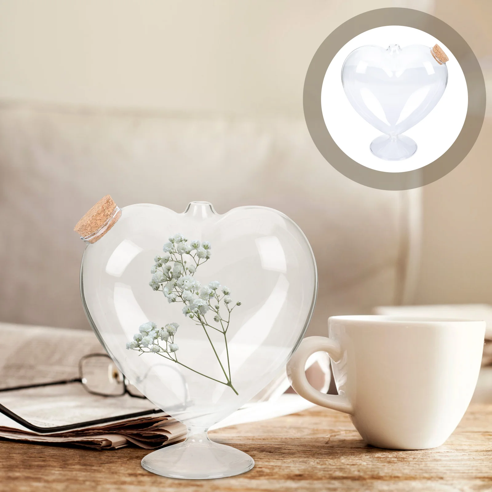 

Wishing Bottle Succulent Planters Landscape Container Heart Shaped Glass Notes High Based Jar Jars Travel Decorative Containers