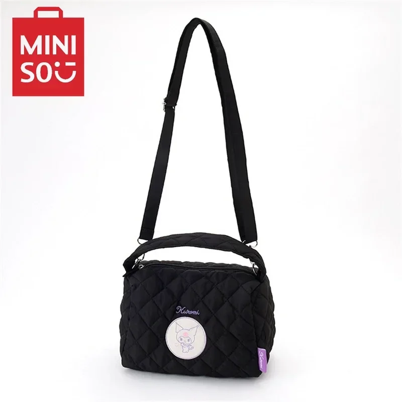 Japanese Cartoon Cute Sanrio Kuromi Rhombic Shoulder Bags Fashion Down Space Cotton Saddle Bag Joker Messenger Bag Tide Kawaii