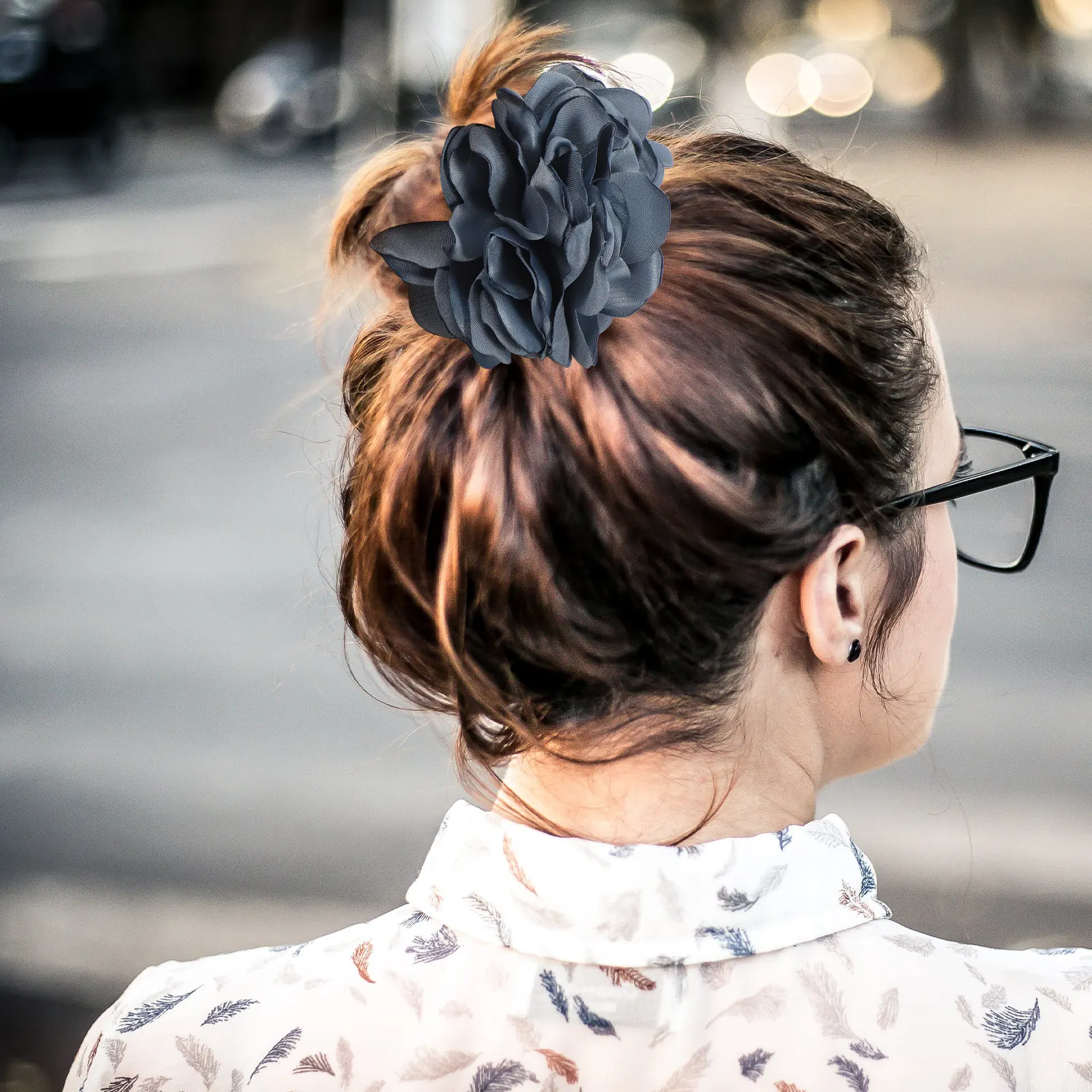 

4Pcs Women Hair Claws Floral Ribbon Rose Bow Barrettes Large Capacity Sturdy Hair Clips for Wedding Anniversary Festival Date