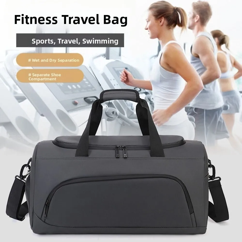 Large Capacity Travel Duffel Bag Waterproof with Shoe Compartment Gym Shoulder Bag Dustproof Casual Clothing Storage Bag