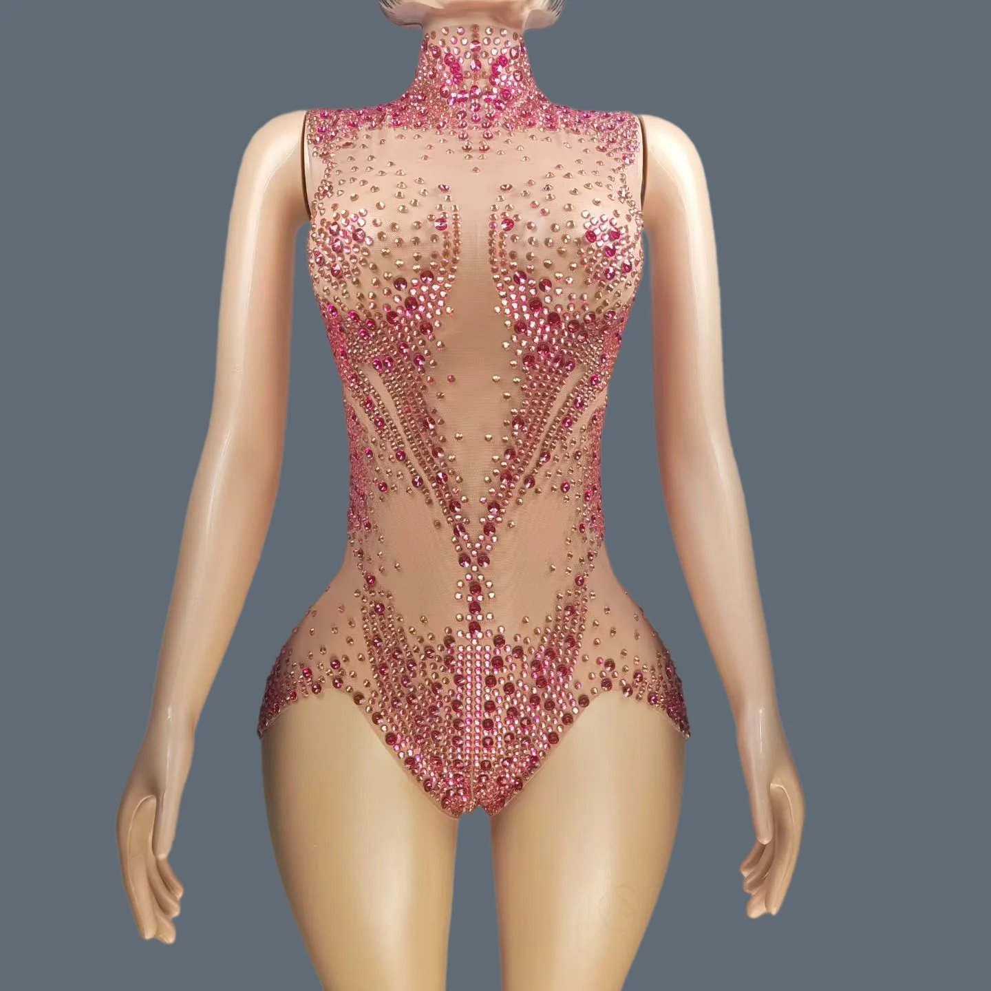 

Women Sexy See Through Mesh Bodysuits Birthday Dancer Performance Wear Mesh Luxury Rhinestone Nightclub Hotwife Outfit Menglong