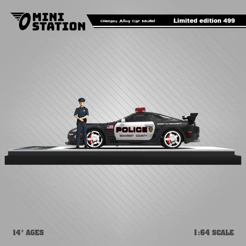 محطة صغيرة 1:64 Supra A80Z GTA سيارة شرطة دييكاست نموذج سيارة