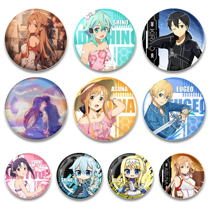 Anime Sword Art Online Brooches on Backpack Accessories Cartoon Badge Kirigaya Kazuto Kirito Yūki Asuna Yuuki Asuna Enamel Pins