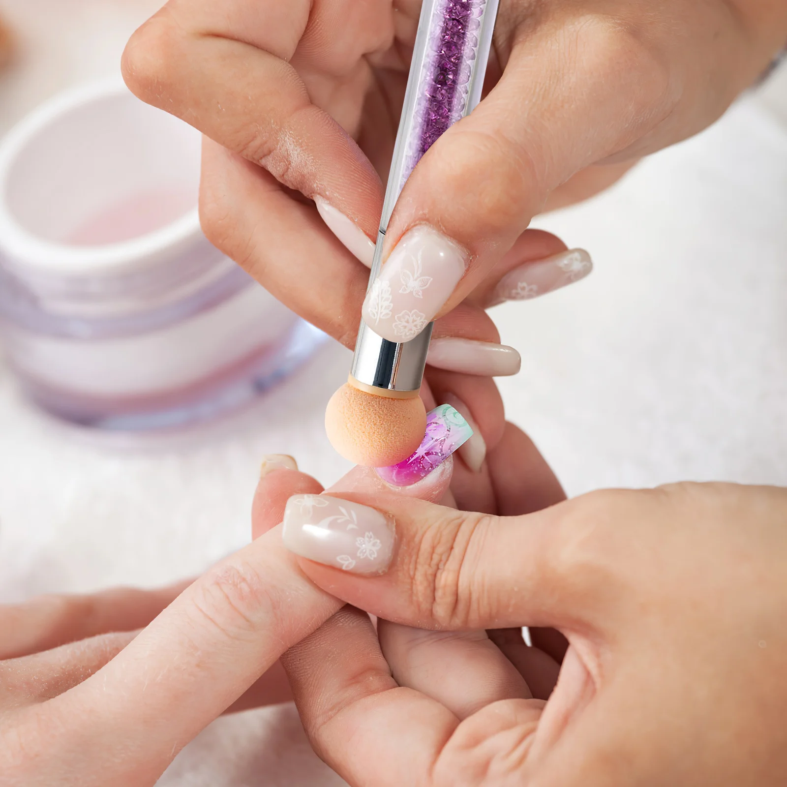 30개 네일 스펀지 교체용 헤드 부드러운 세척 가능 그라데이션 네일 아트 도구 DIY 매니큐어 펜 팁 옴브레 스펀지 브러쉬 액세서리