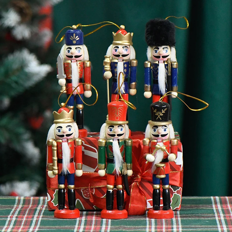 1Pcs 13cm Nutcracker Miniatures Nutcracker Puppet Ornaments Desktop Decoration Cartoons Walnuts Soldiers Holiday Gift Pendant