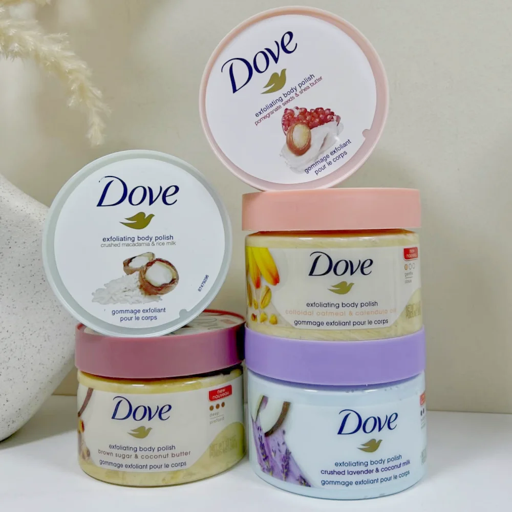 Dove Hot Sale Exfoliating Body Scrub Moisturizing Nourishing Body Gentle Exfoliator Multi Fragrance Skin Care Macadamia Rice