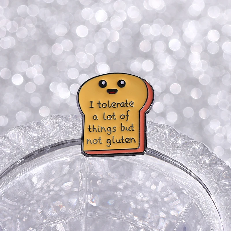أنا أتسامح الكثير من الأشياء ولكن لا الغلوتين المينا دبوس الكرتون نخب بروش معدني شارة التلبيب اكسسوارات مجوهرات هدية للأصدقاء #3