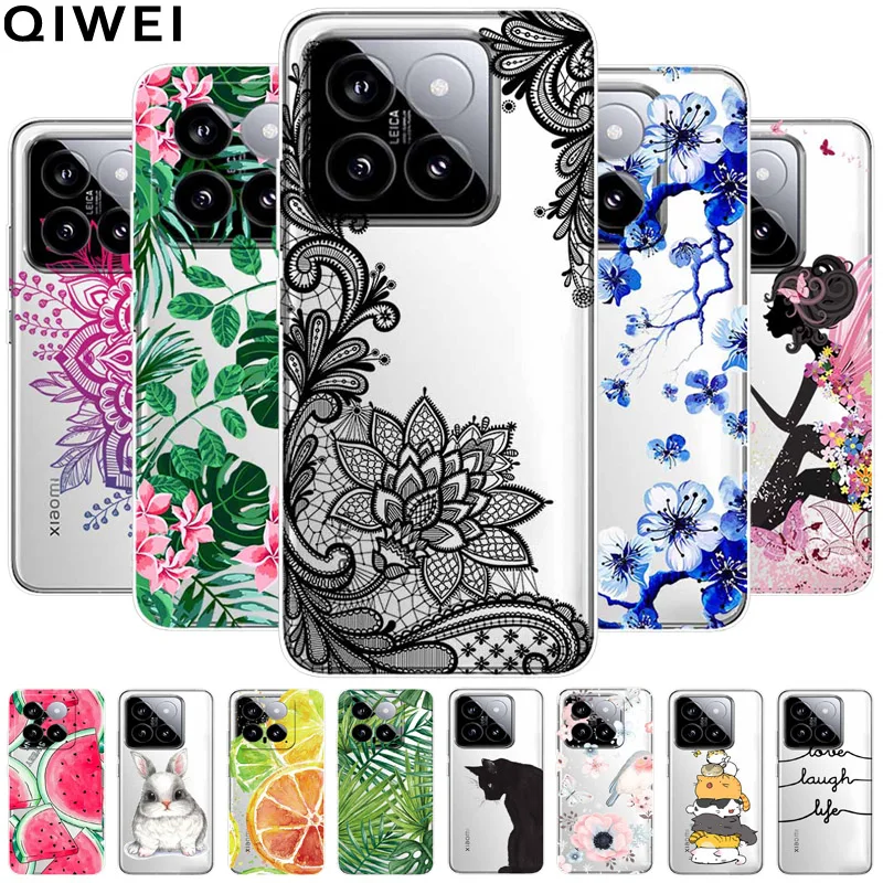 For Xiaomi 14 Case Mi14 Clear TPU Silicone Funda Capa for Xiaomi 14 Pro Soft Covers Mi 14Pro Transparent Coque Protective Shells