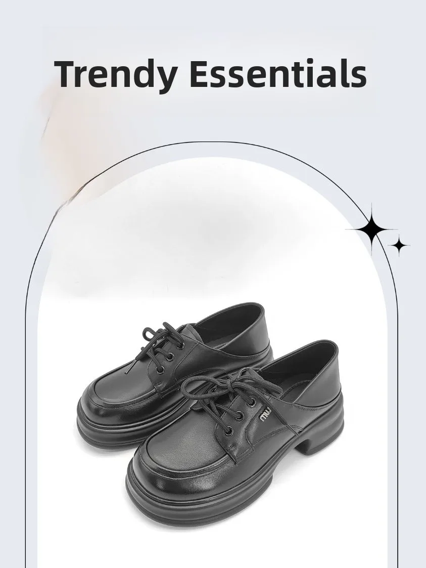 

Yearcon Genuine Cowhide Women's oes Spring 2024 New Sle Thi Bot Loers Versatile Briti Sle All-Match 00862