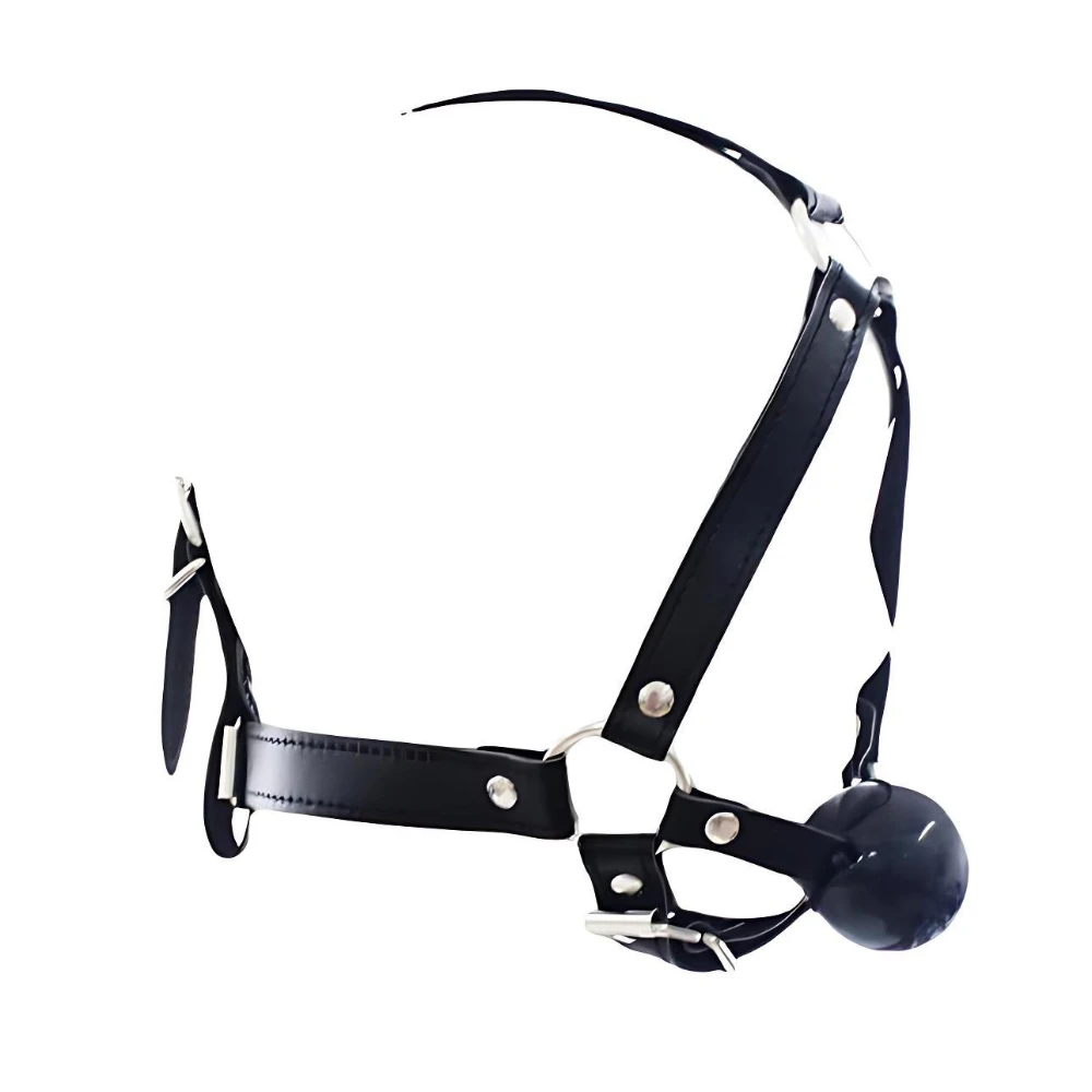 إكسسوارات غريبة - لعبة تمزح الفم للأزواج، حزام جلدي مثير للبالغين مع قابس فم كروي ناعم قابل للمطر #1